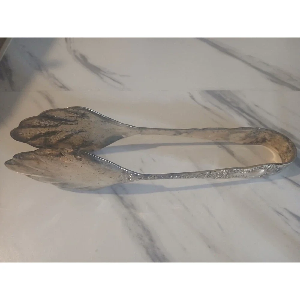 Gorham Imperial Chrysanthemum Salad Tongs Silver Plate   Art Nouveau